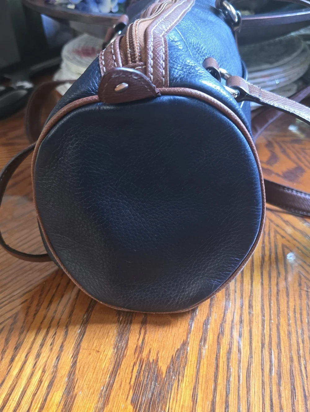 Tignanello Leather Cylinder Shaped Handbag